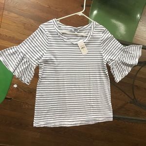 Splendid, black and white striped, Short Sleeve